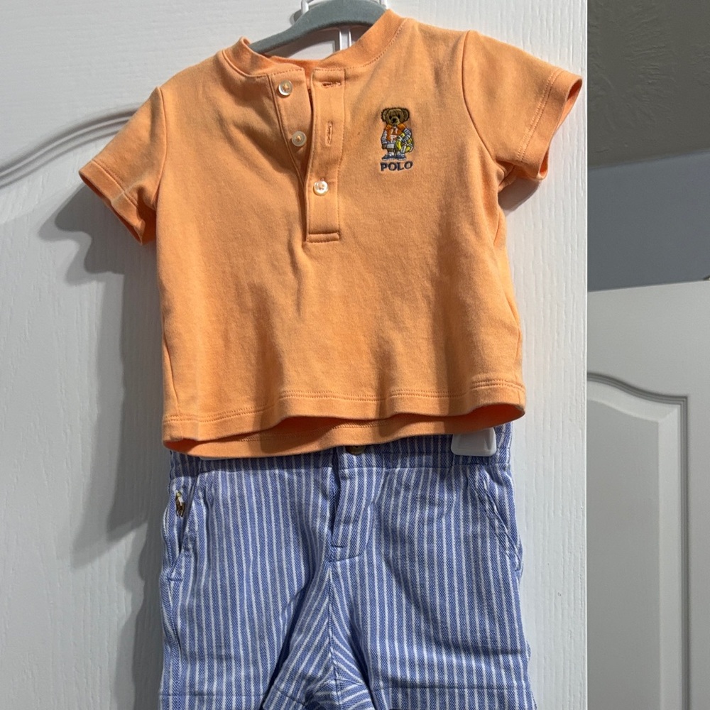 Polo by Ralph Lauren Peach Short-Sleeve Polo Top with Bear Patch